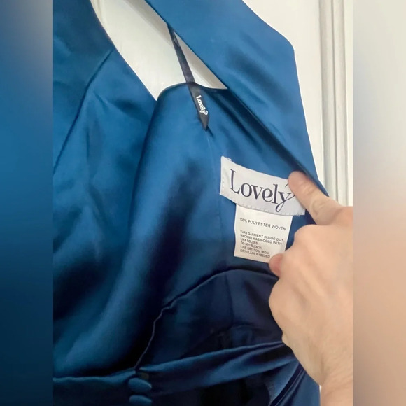 Lovely LB037 INSET WAIST BRIDESMAID DRESS in Atlantic Blue - Picture 6 of 7